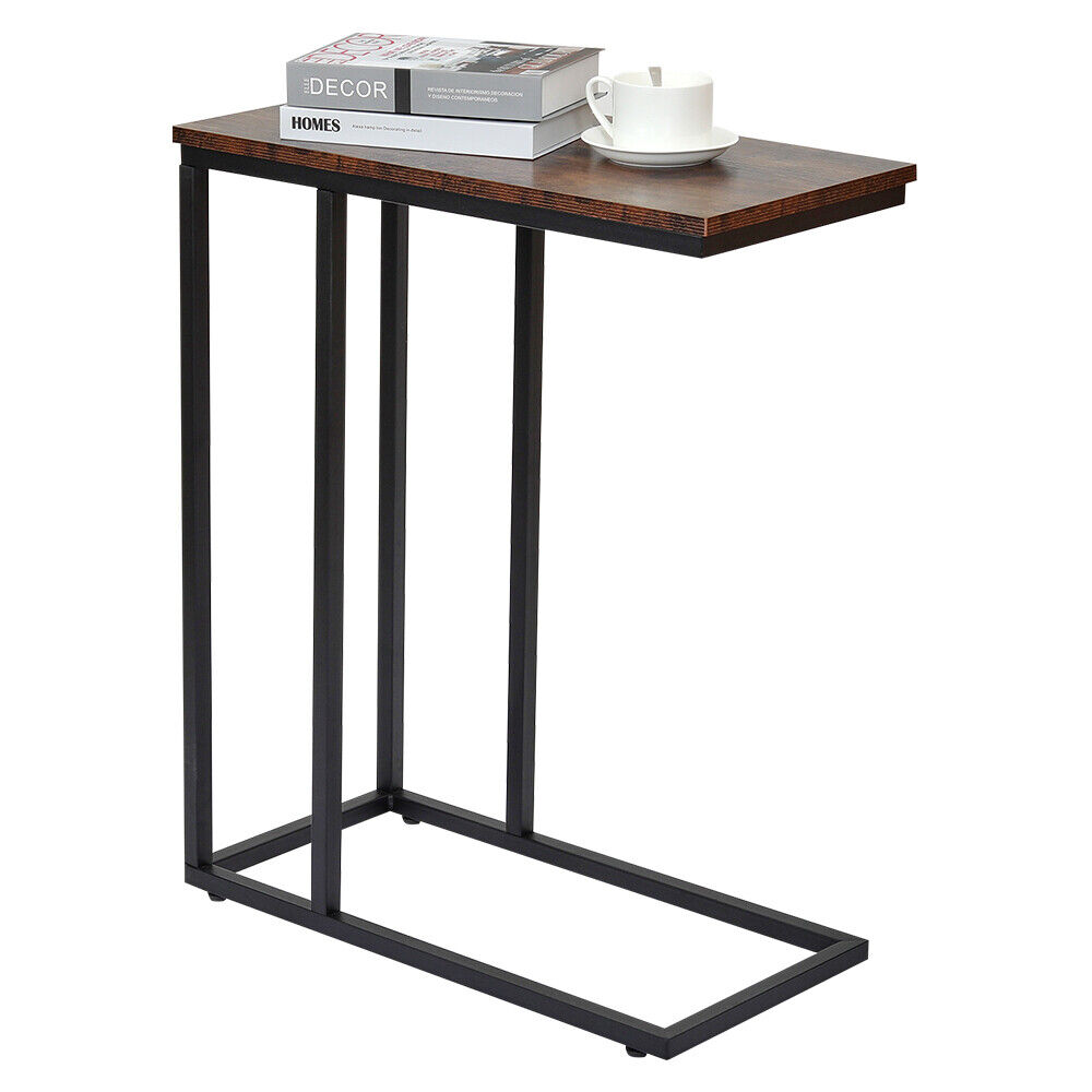 C-Shaped Sofa Side End Table Metal Frame Laptop Tray - All Family