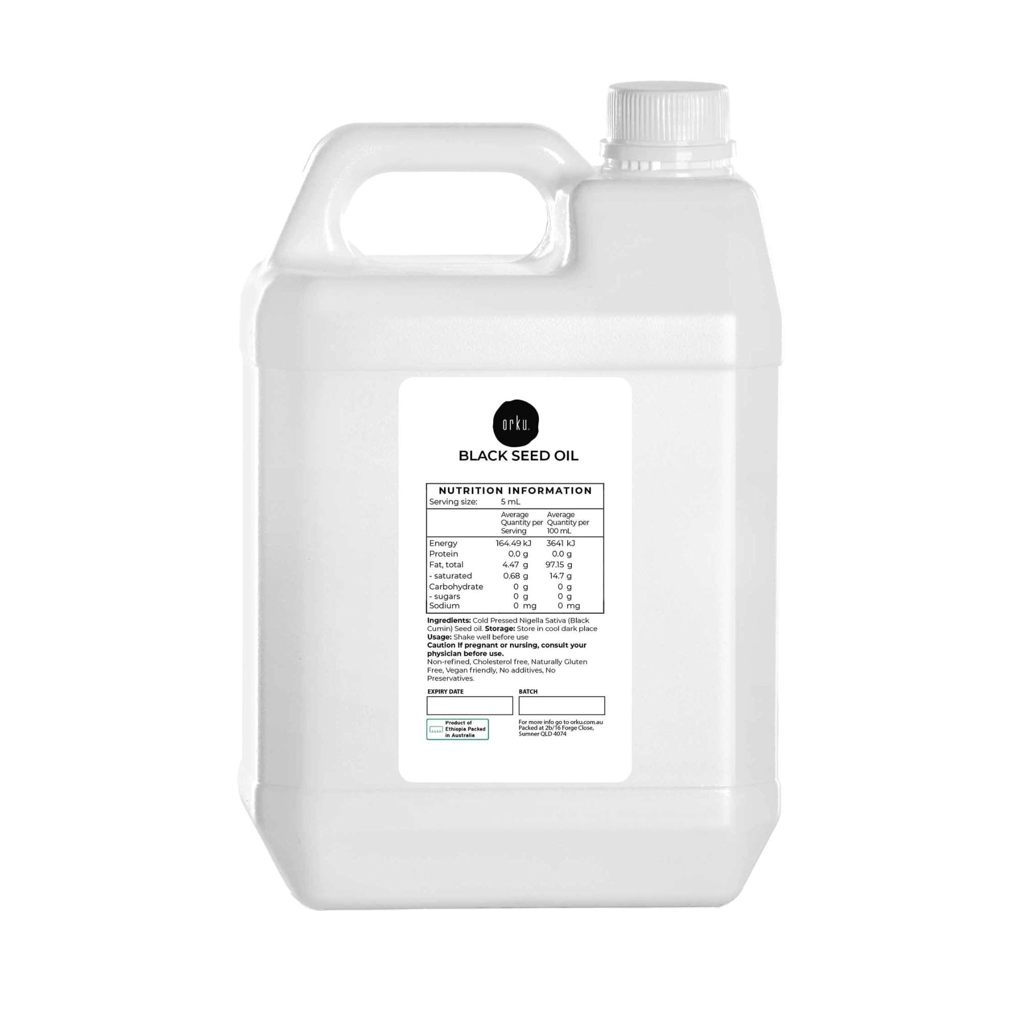 Orku 5L Pure Black Seed Oil Cold Pressed 100% Ethiopian Nigella Sativa Cumin