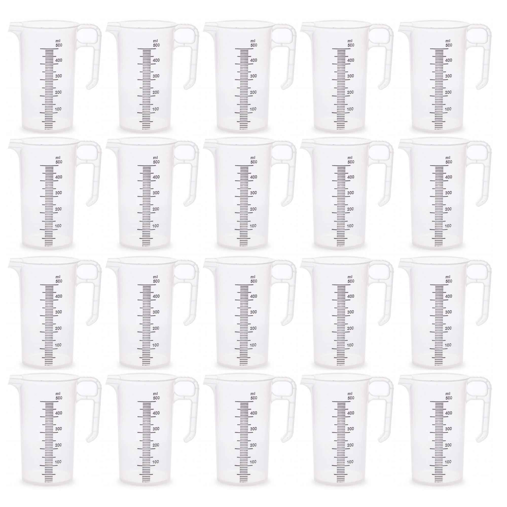20x 500ml Measuring Jug Strong Clear Plastic Propylene BPA 5 Food Grade Pro-Jug