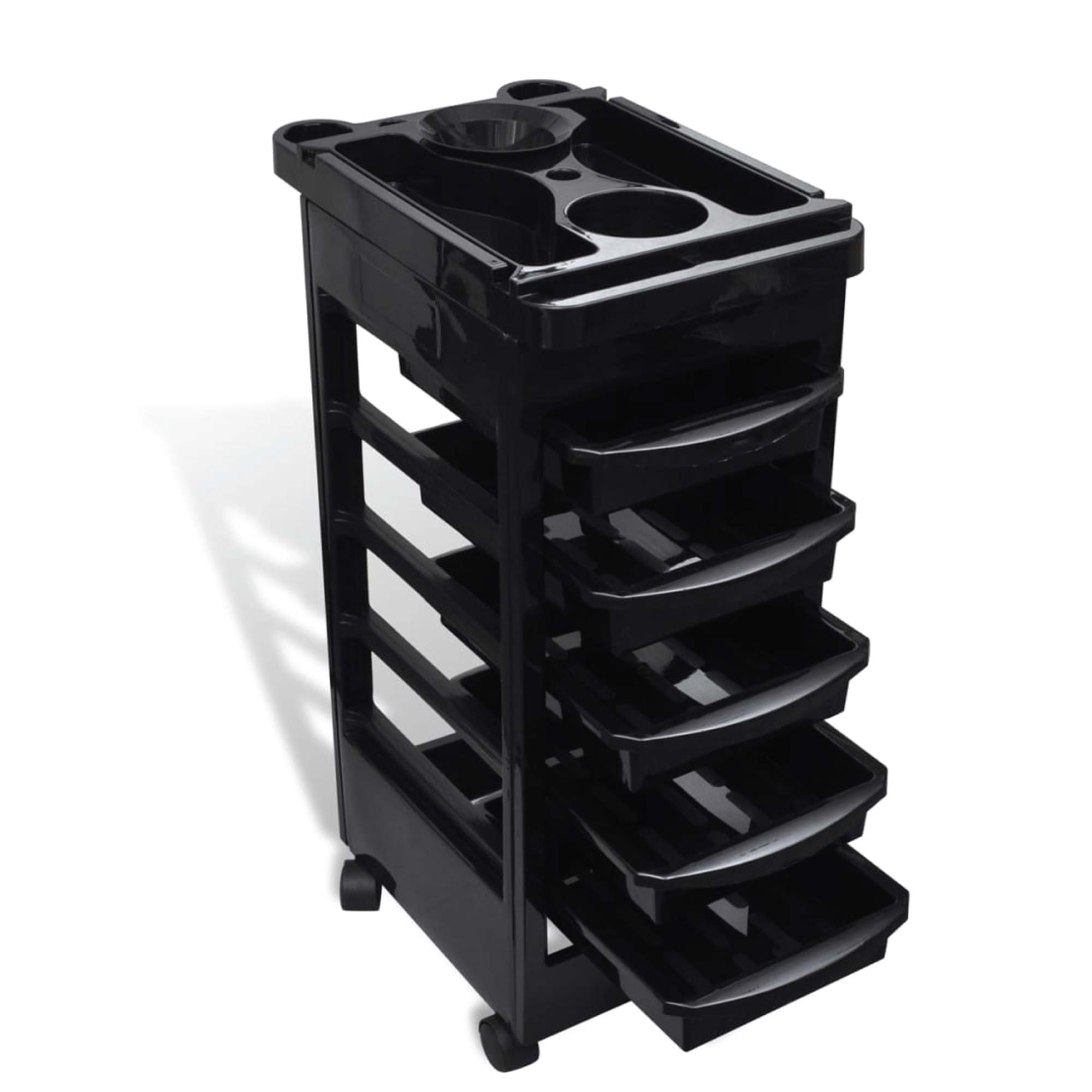 Ellie & Ruby 6 Tier Hairdressing Trolley Black 82x49x32cm Salon Rolling Cart
