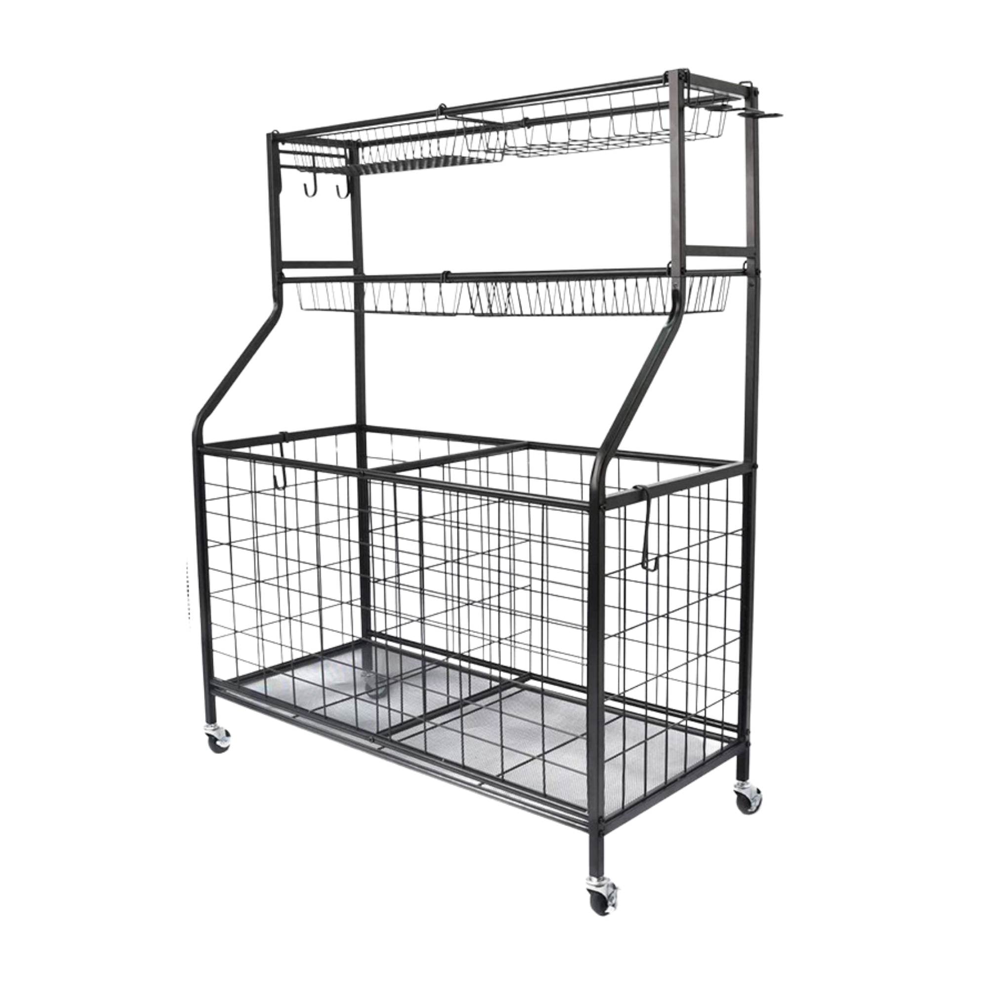 Social Hike Sports Equipment Storage Organiser Trolley on Wheels - Garage Basket