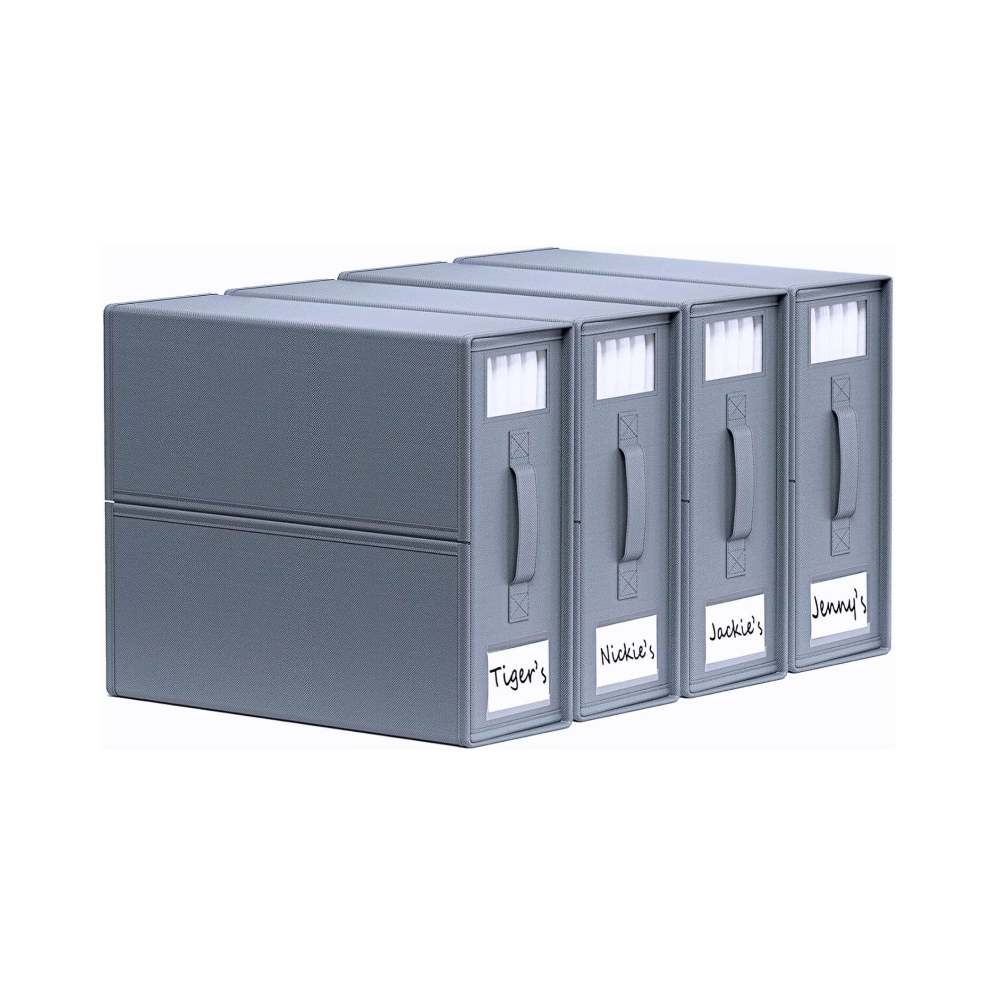 4x Kitchee Foldable Bed Sheet Storage Box - Linen and Closet Organiser Grey