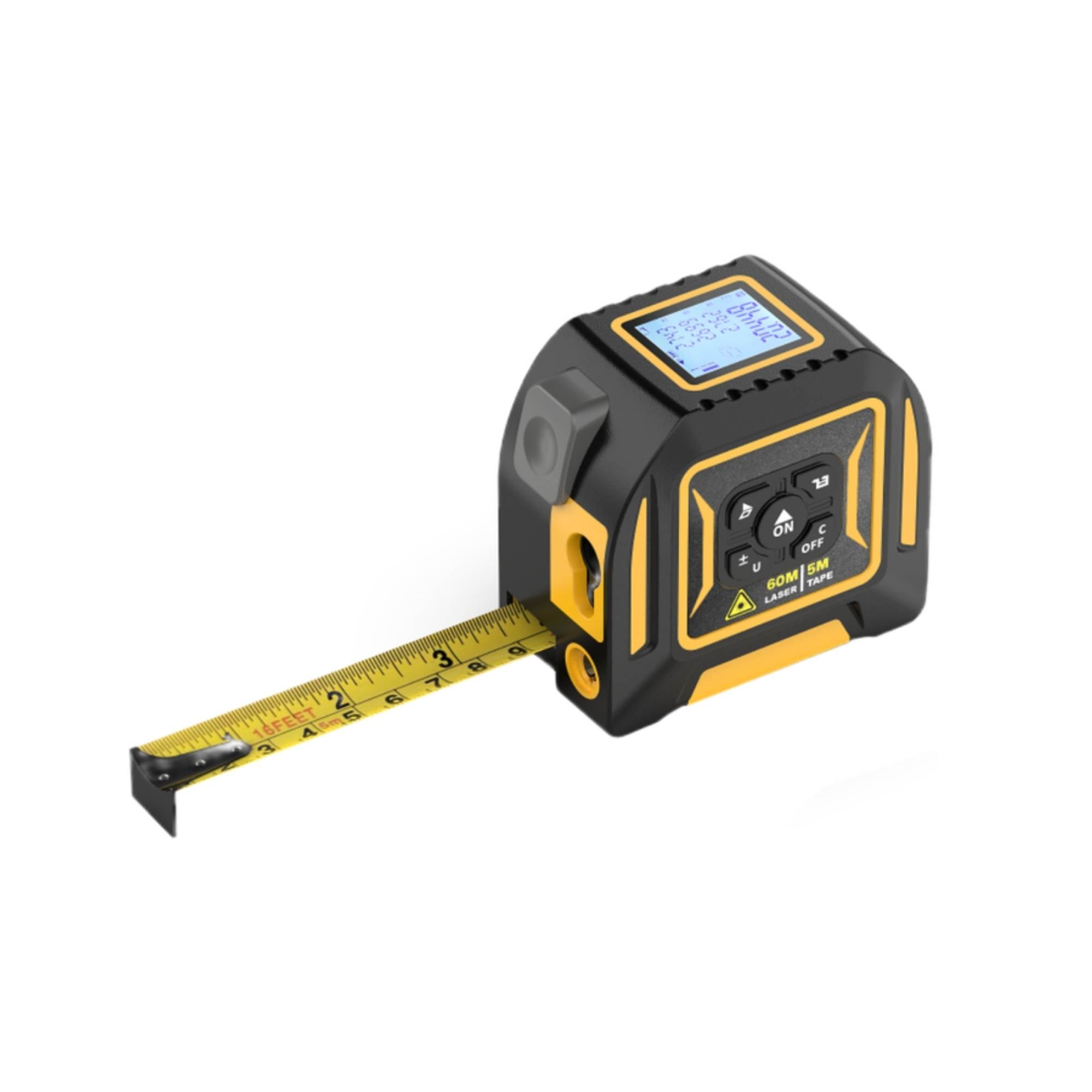 Tooleroo 60m Digital Laser Tape Measure + 5m Steel Tape – 3-in-1 Cross Marking