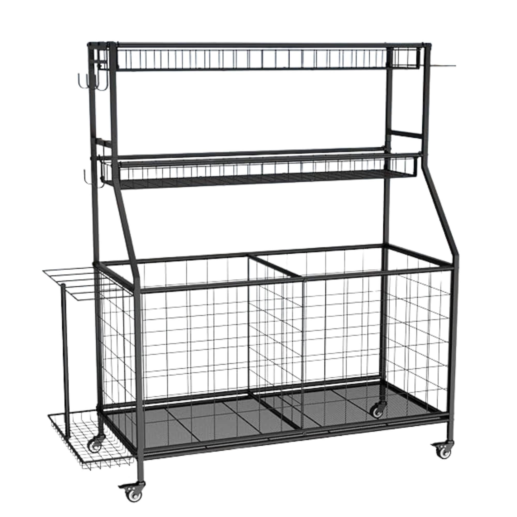 Social Hike Sports Equipment Storage Organiser with Side Rack Garage Trolley