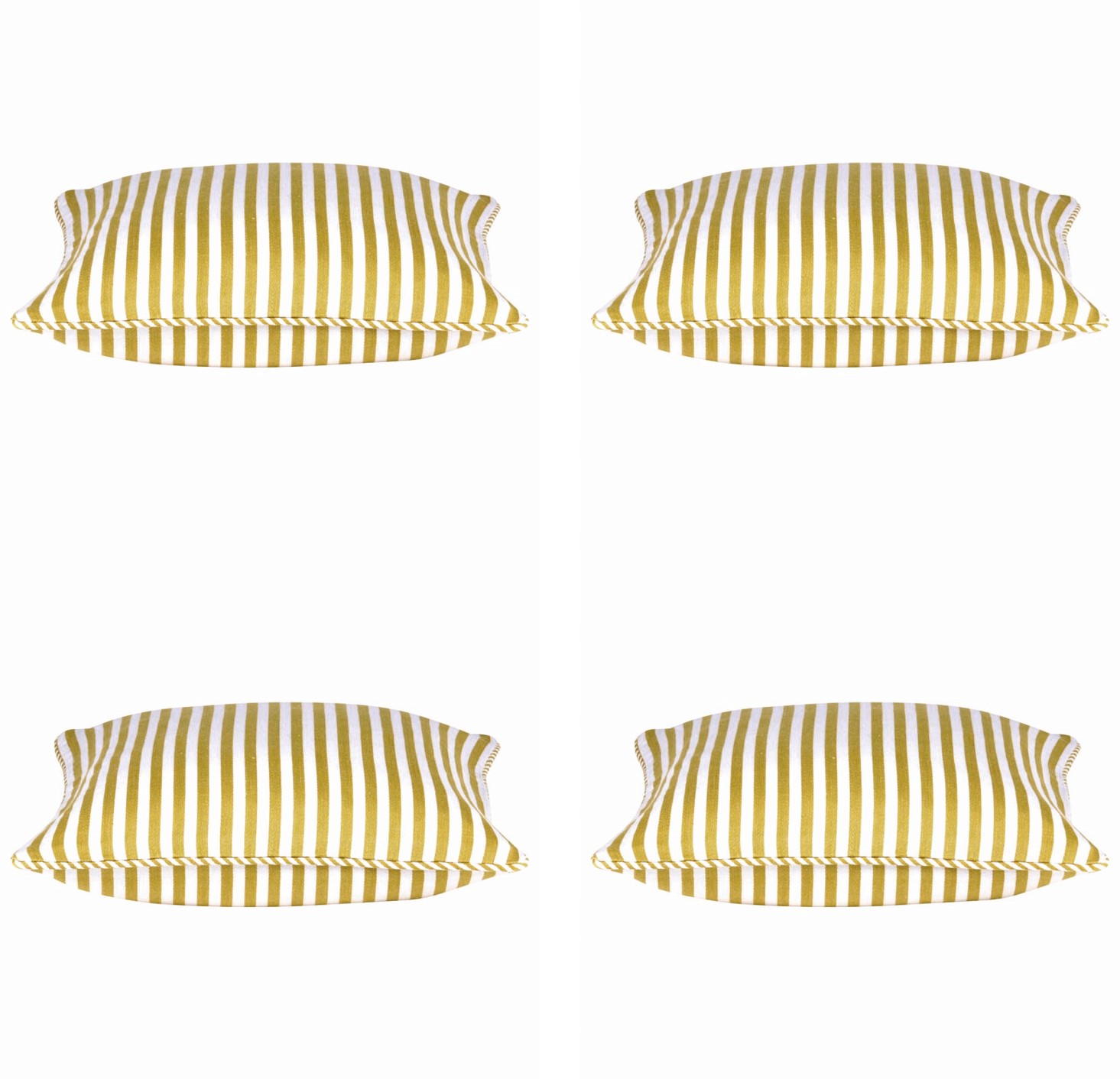 Pack of 4 Dandi Mustard Yellow & White Striped Square Cushion Covers 40x40cm