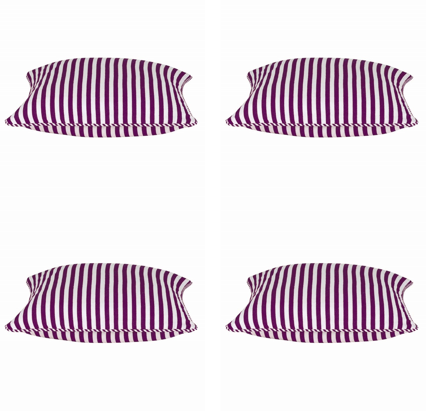 Pack of 4 Dandi Fuchsia Plum Purple & White Striped Square Cushion Covers 40x40cm