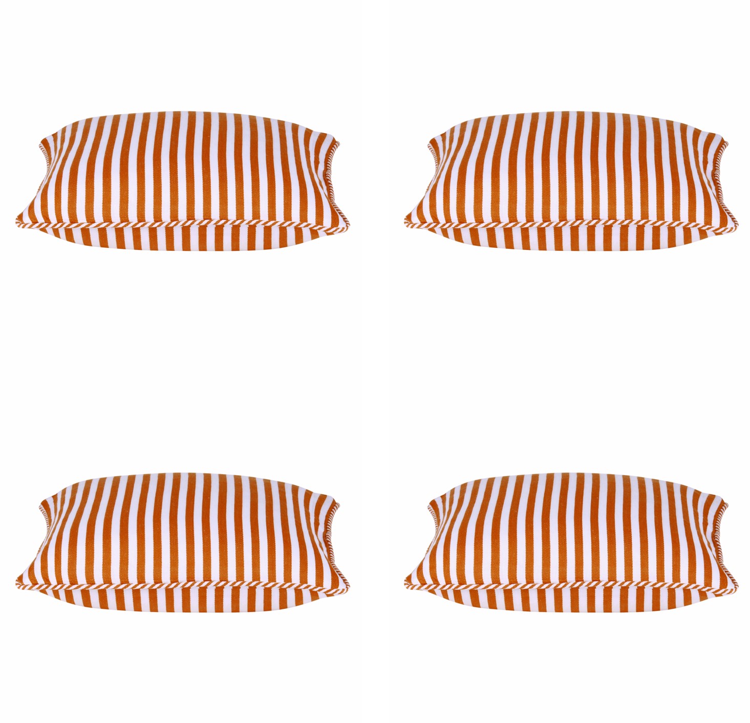 Pack of 4 Dandi Orange & White Striped Nautical Cushion Covers 40x40cm