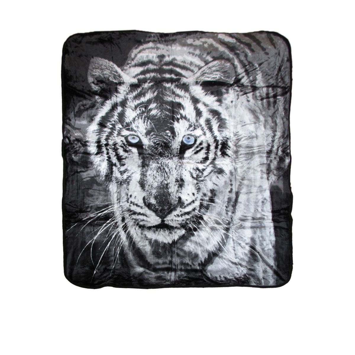 Soft 3D Animal Print Faux Mink Blanket Queen Blue Eye Tiger