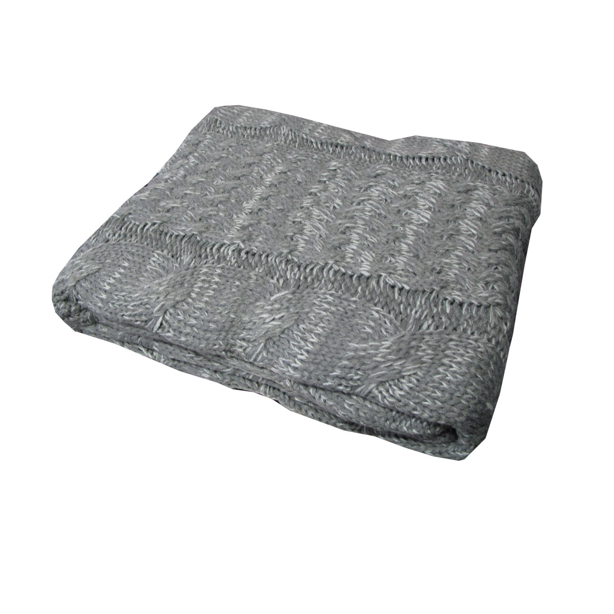 Cable Grey Knitted Throw Rug