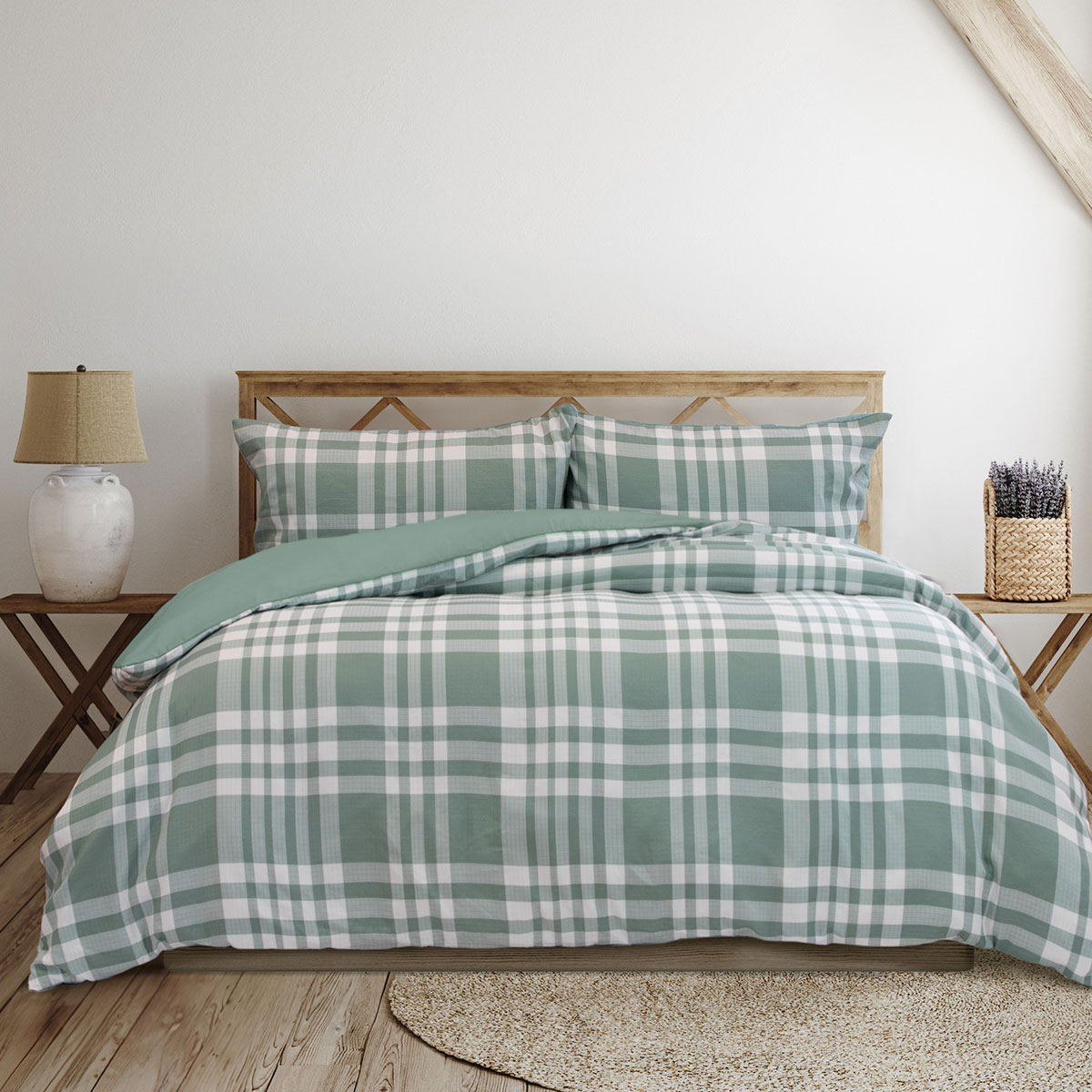 Ardor Ronan Green Plaid Jacquard Quilt Cover Set King