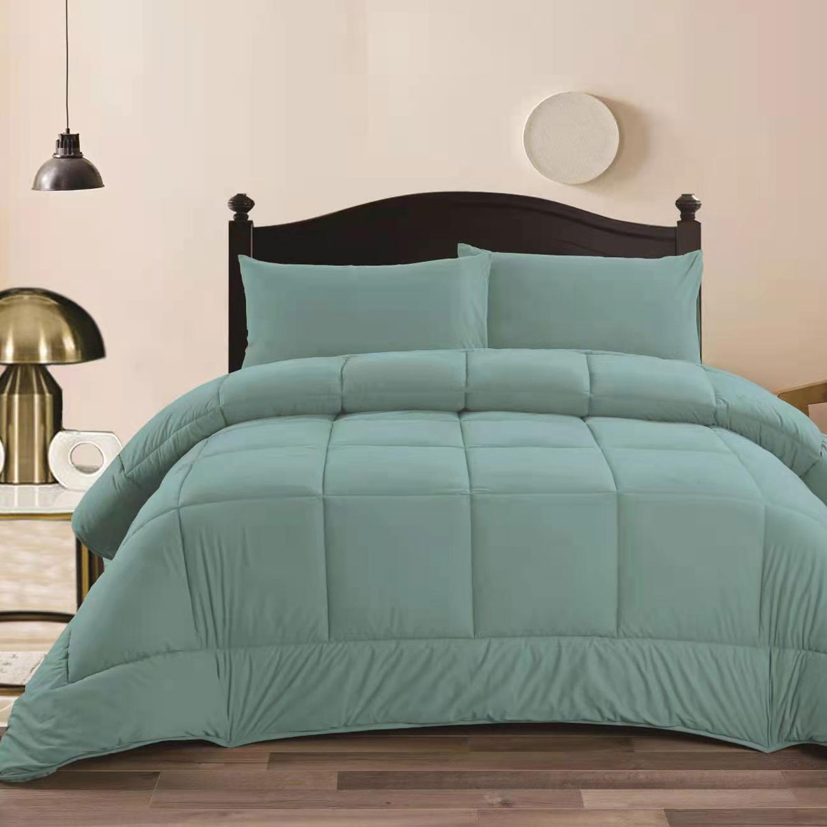 Ramesses Aqua 3- Piece Mink Flannel Comforter Set Queen