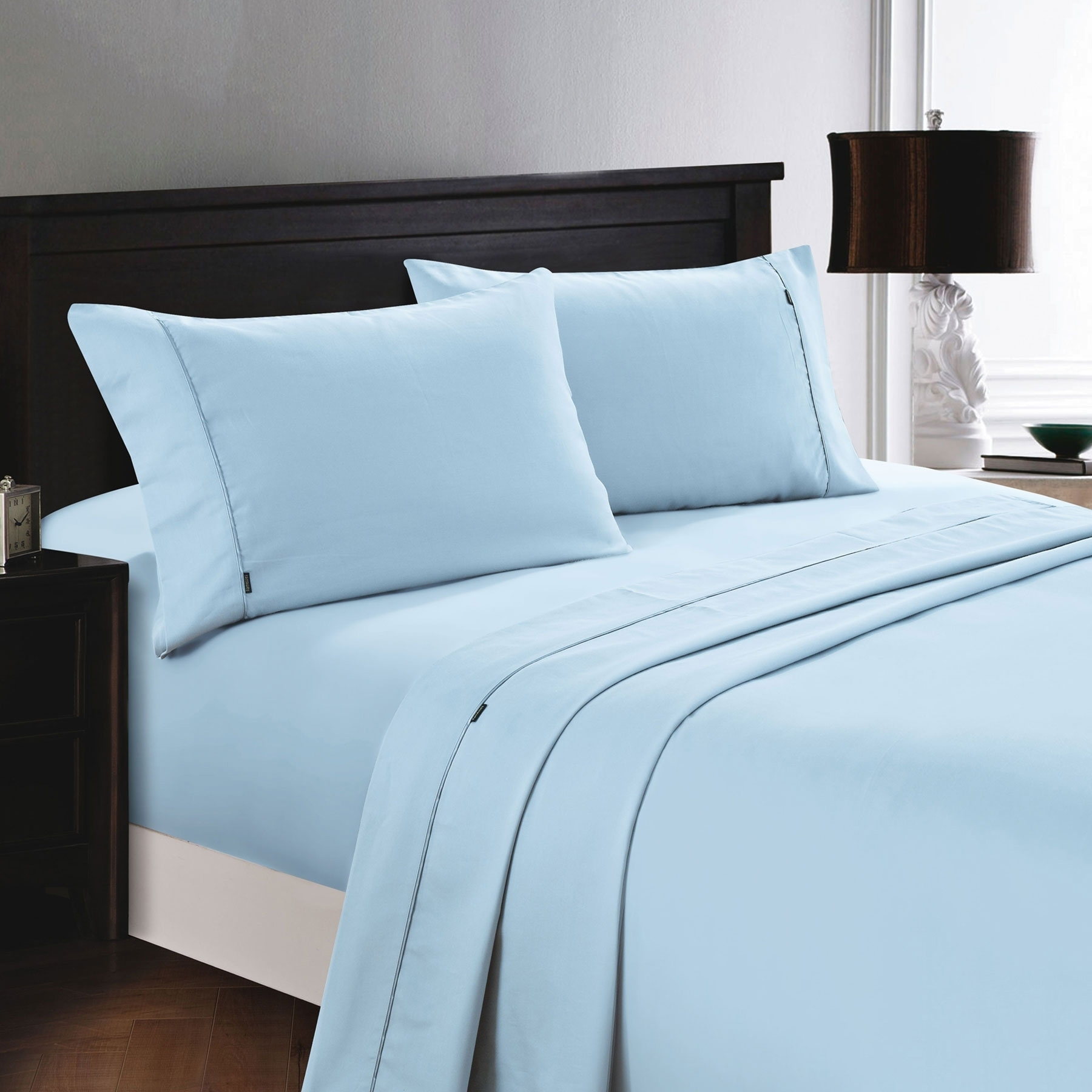 Deluxe Linen 1200TC Cotton Rich Sheet Set Pearl Blue King