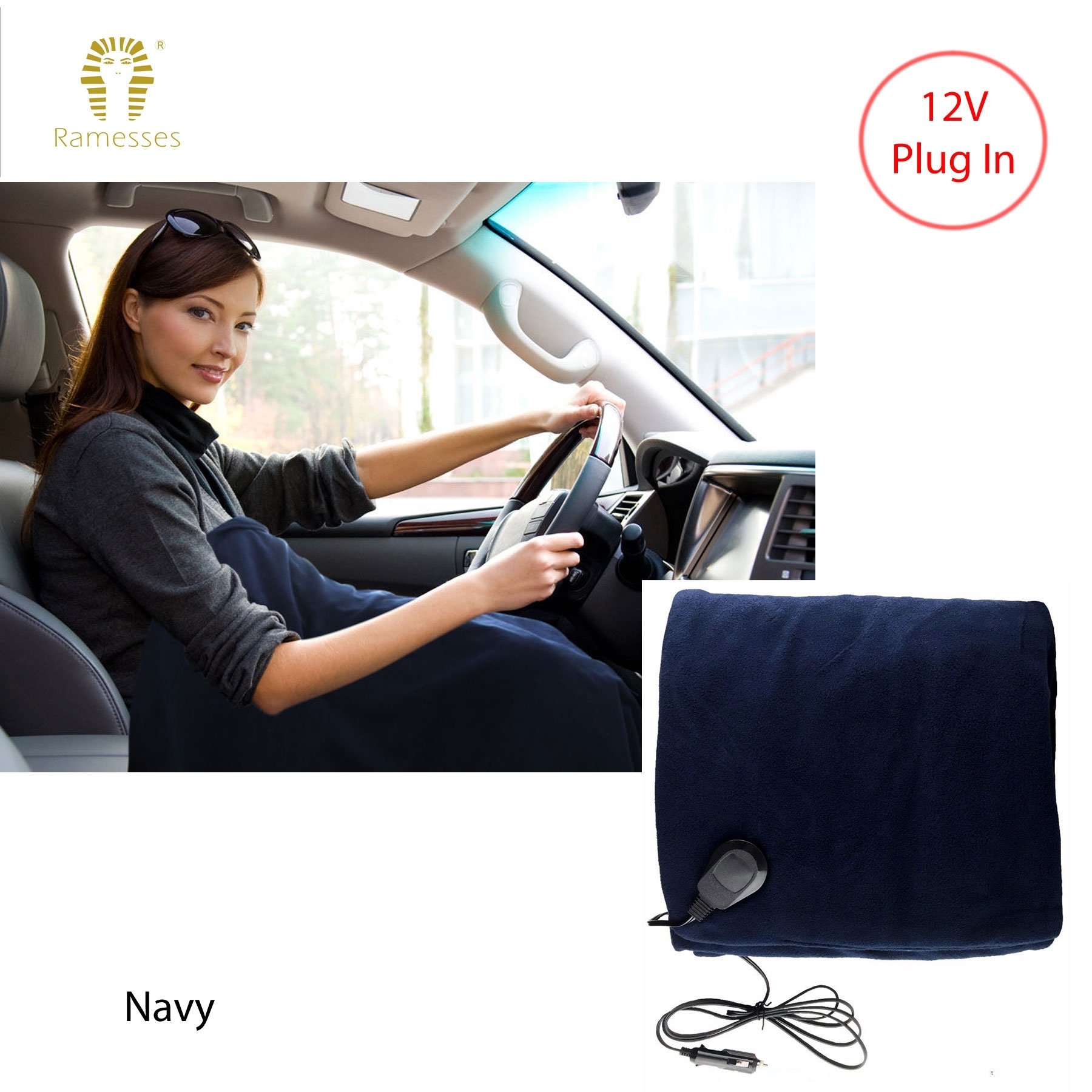 Ramesses Electric heated Car Snuggle 110 x 150 cm Navy
