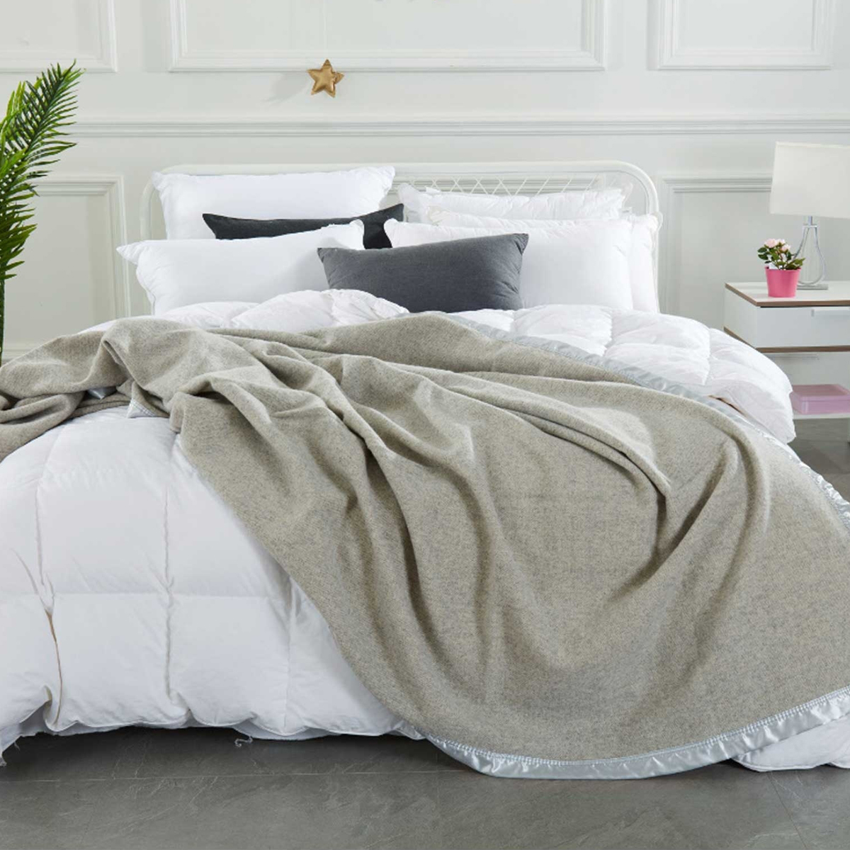 Alastairs Australian Merino Wool Blanket Steel Grey - King