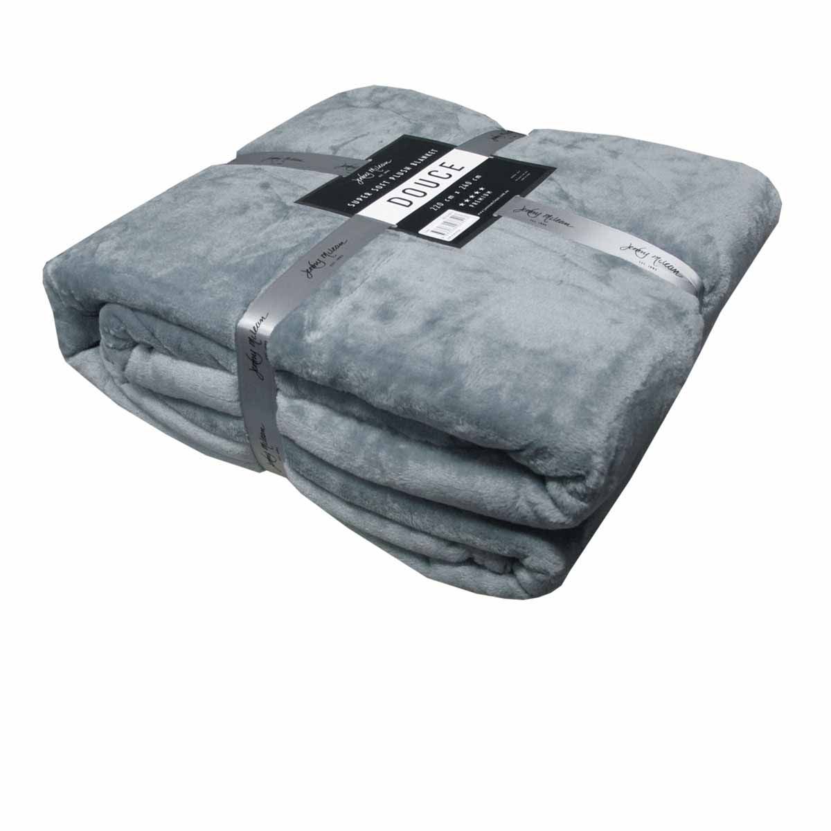 Jenny Mclean 300GSM Douce Super Soft Plush Blanket 220 x 240 cm Grey
