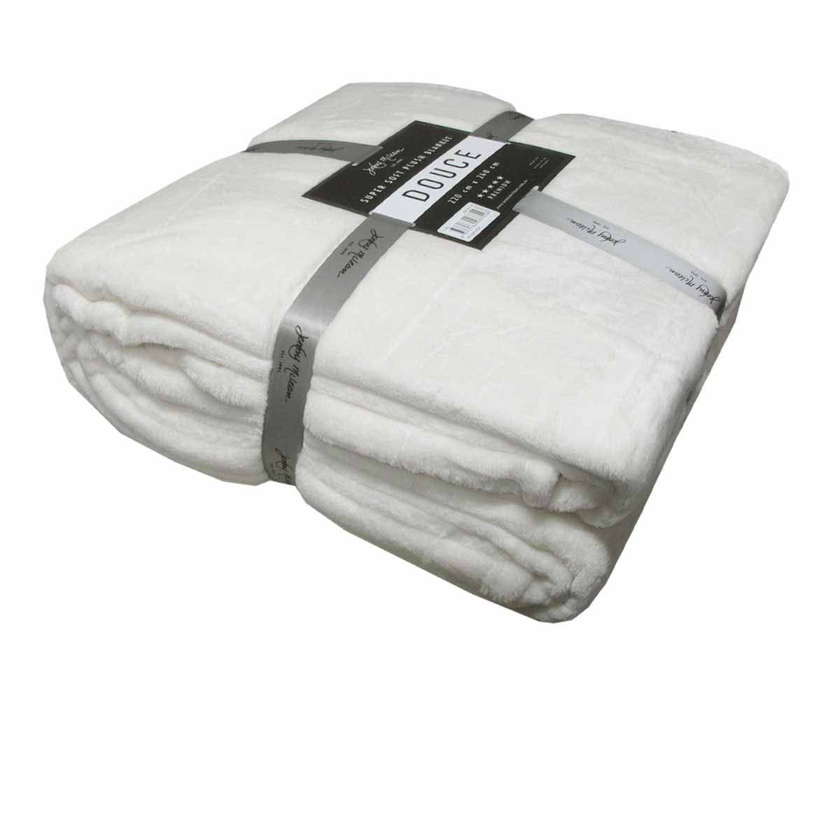 Jenny Mclean 300GSM Douce Super Soft Plush Blanket 220 x 240 cm Ivory