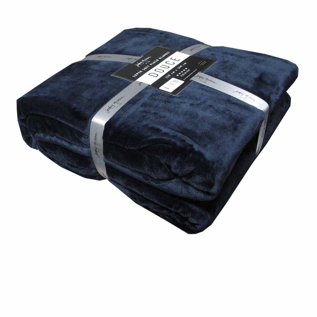 Jenny Mclean 300GSM Douce Super Soft Plush Blanket 220 x 240 cm Navy