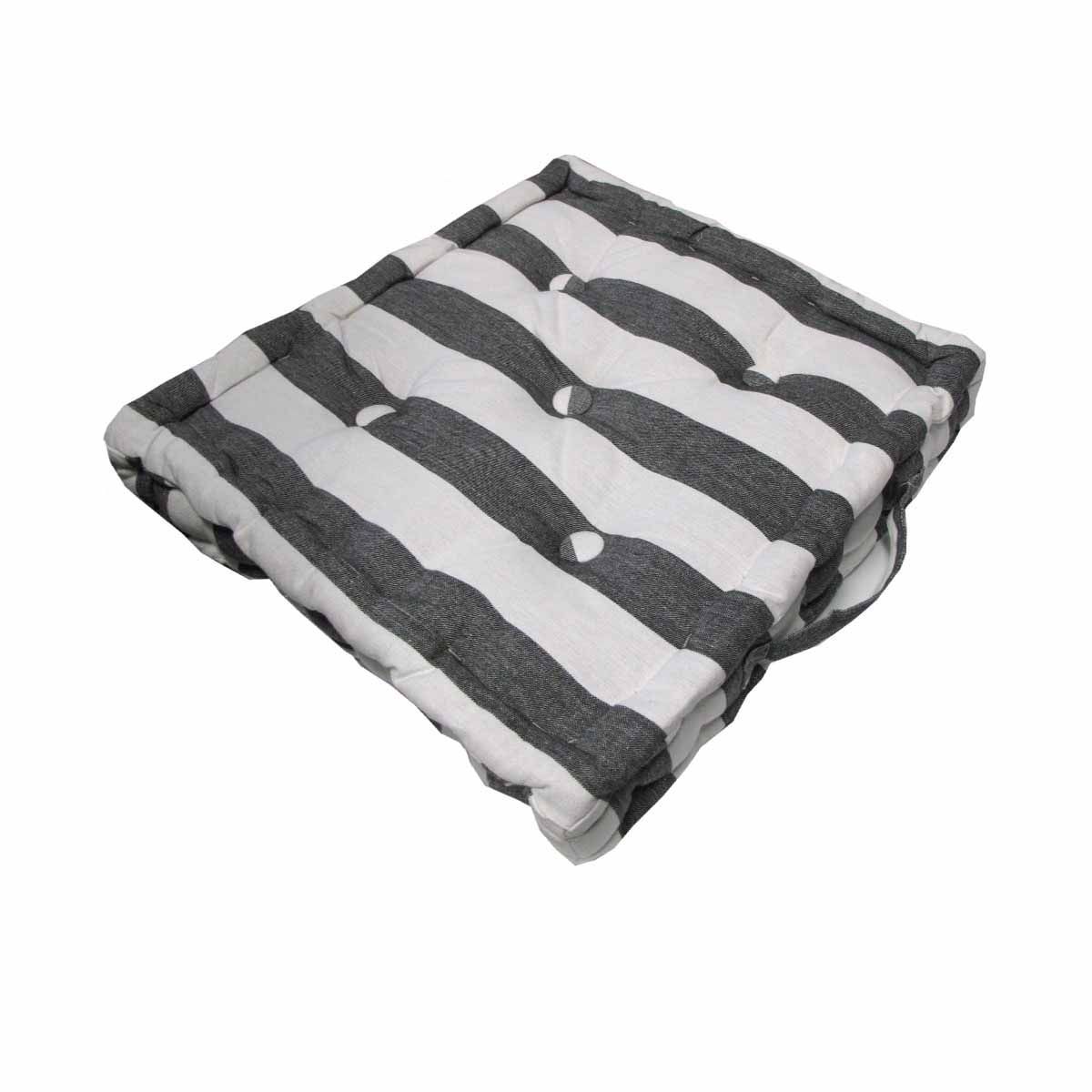 Rans Boxed Stripe Chair Cushion Pad 40 x 40 + 7 cm Black