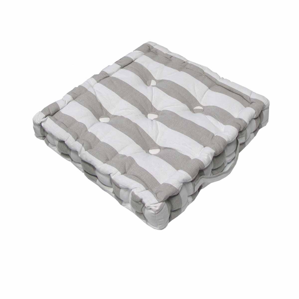 Rans Boxed Stripe Chair Cushion Pad 40 x 40 + 7 cm Grey