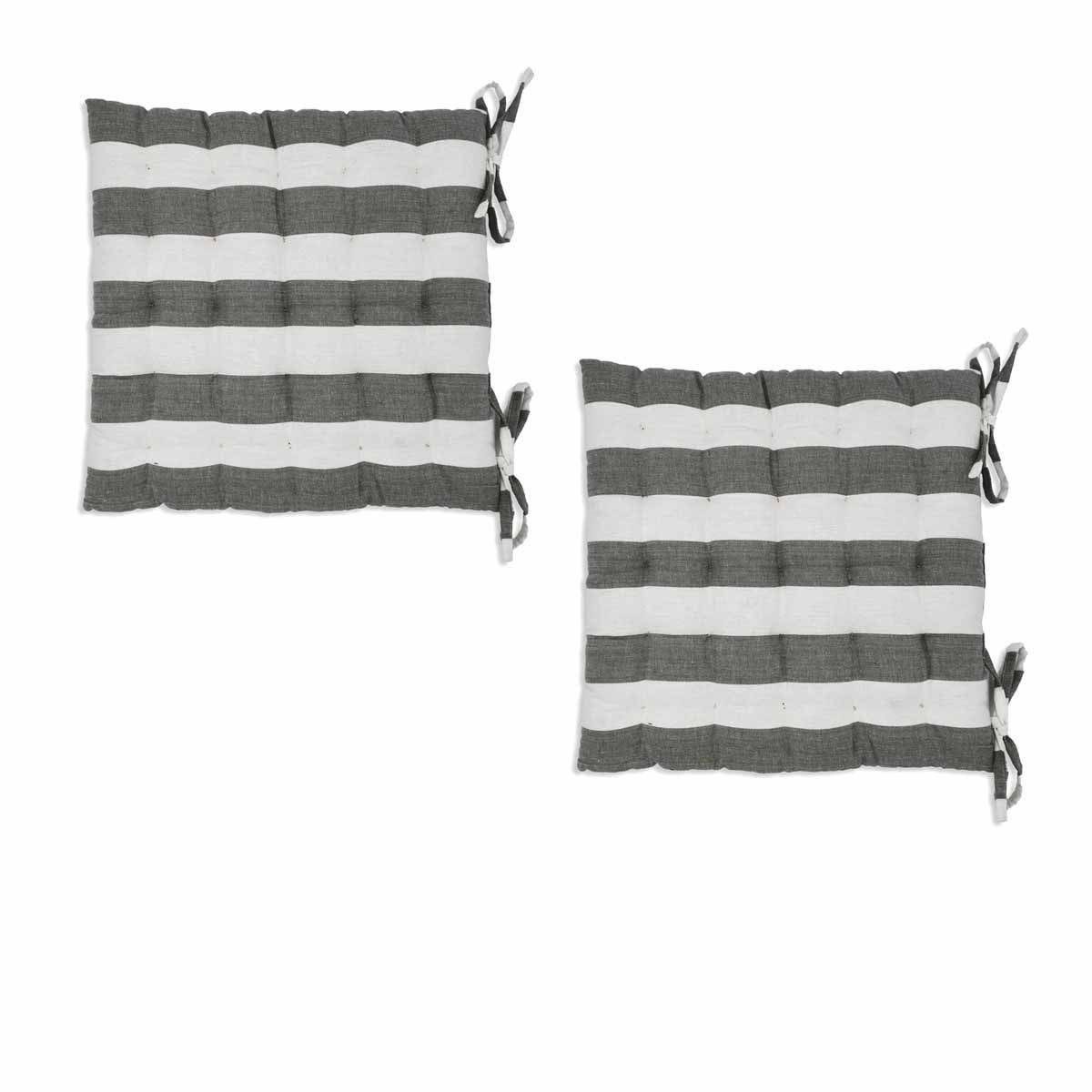 Rans Set of 2 Alfresco Stripe Chair Cushion Pads 40 x 40 cm Black