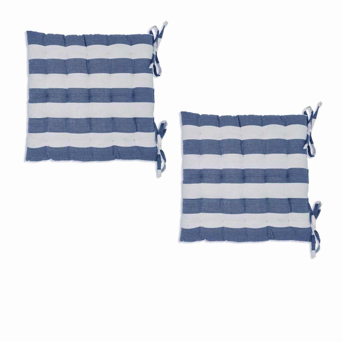 Rans Set of 2 Alfresco Stripe Chair Cushion Pads 40 x 40 cm Blue