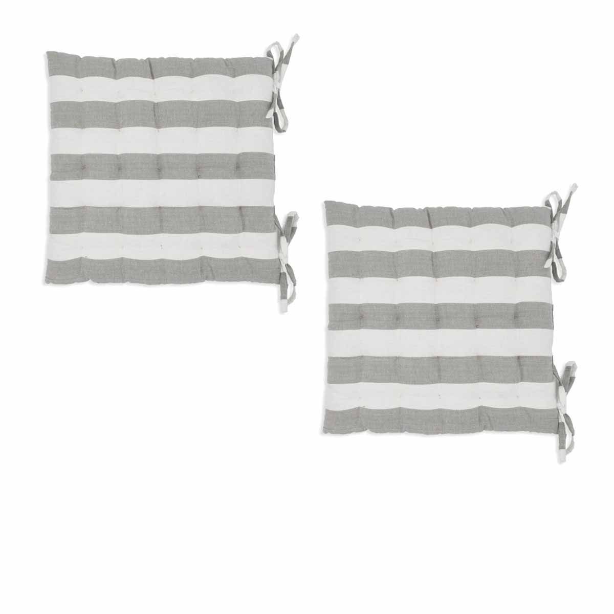 Rans Set of 2 Alfresco Stripe Chair Cushion Pads 40 x 40 cm Grey