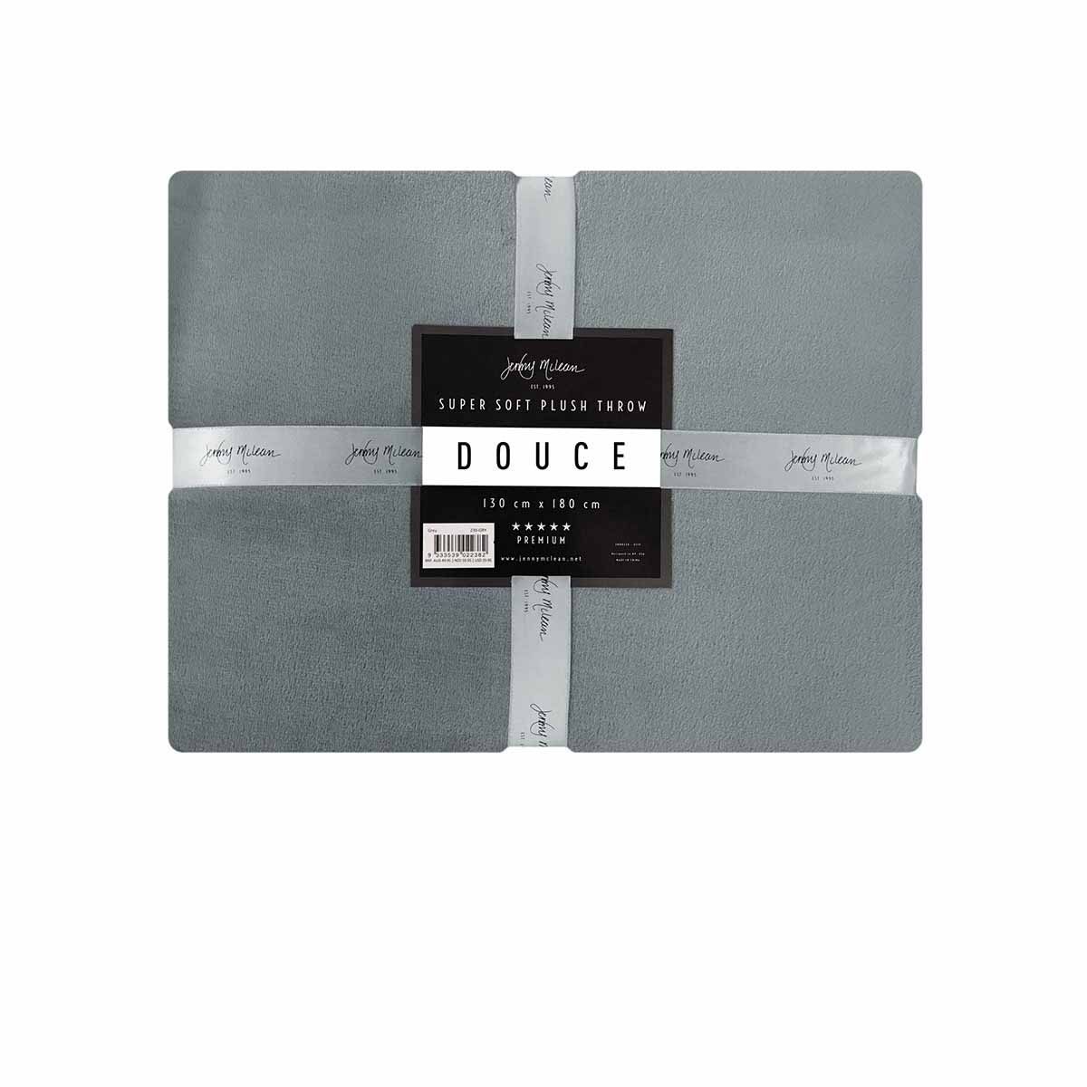 Jenny Mclean 300GSM Douce Super Soft Plush Throw 130 x 180 cm Grey