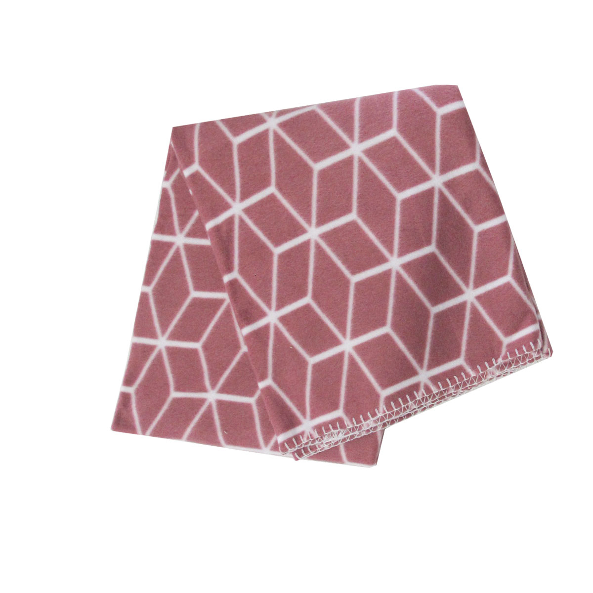 Tiling 175GSM Geometric Pattern Printed Polar Fleece Throw Rug 120 x 150cm Dusty Rose