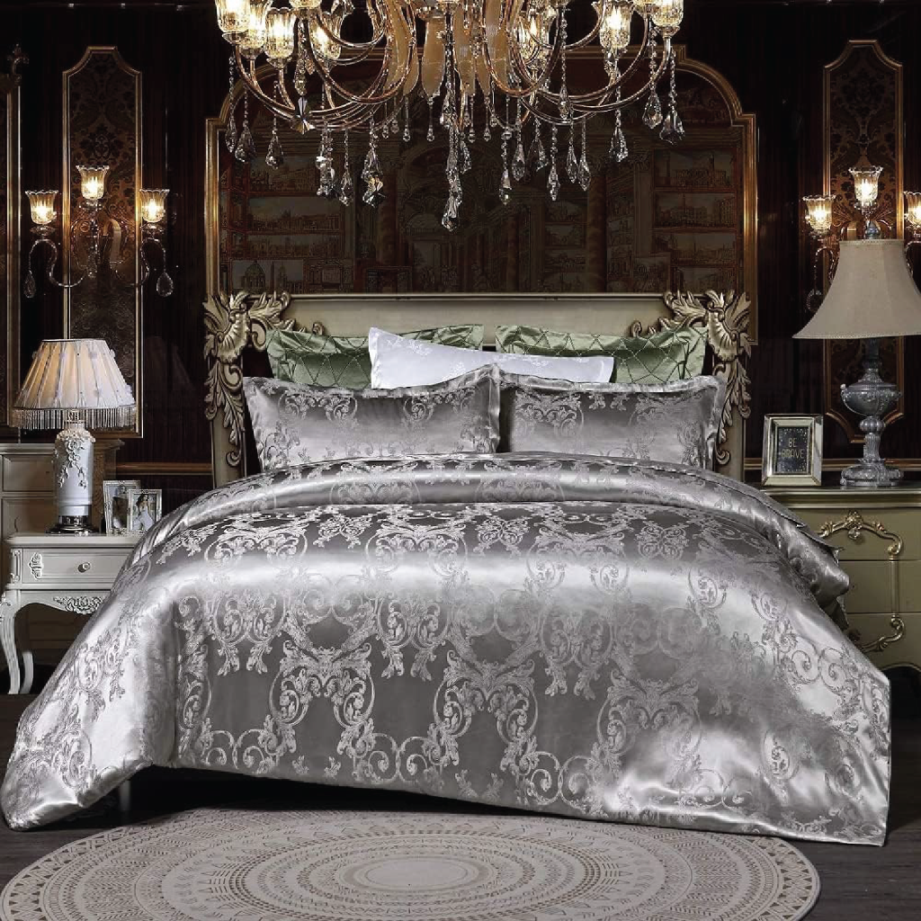 Dreamfields - Silvery Royal Quilt Cover Set - (3pcs, Double Size)