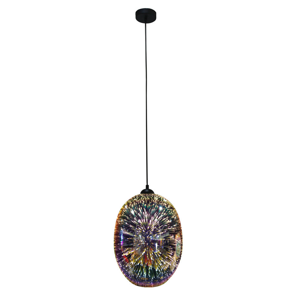 Moravian Glass Oval Pendant Light - Copper