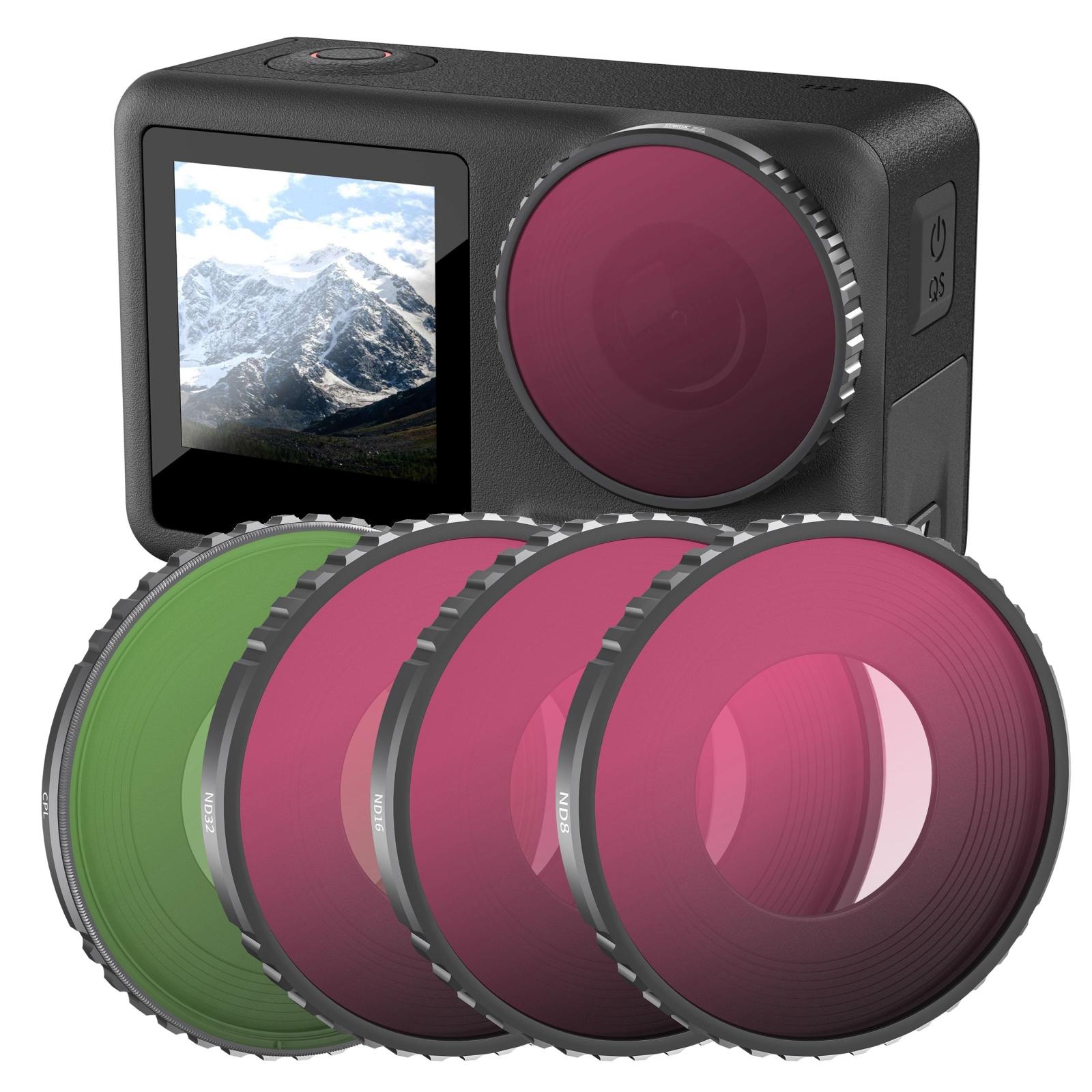 4-in-1 Lens Filter Set for Dji Action 4 - Nd8 Nd16 Nd32 Cpl
