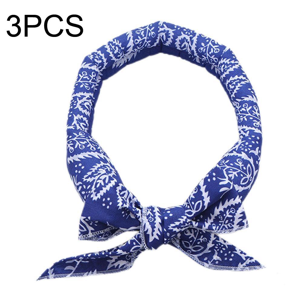 3 Piece Cooling Bandana Neck Wraps For Summer Blue Leaves