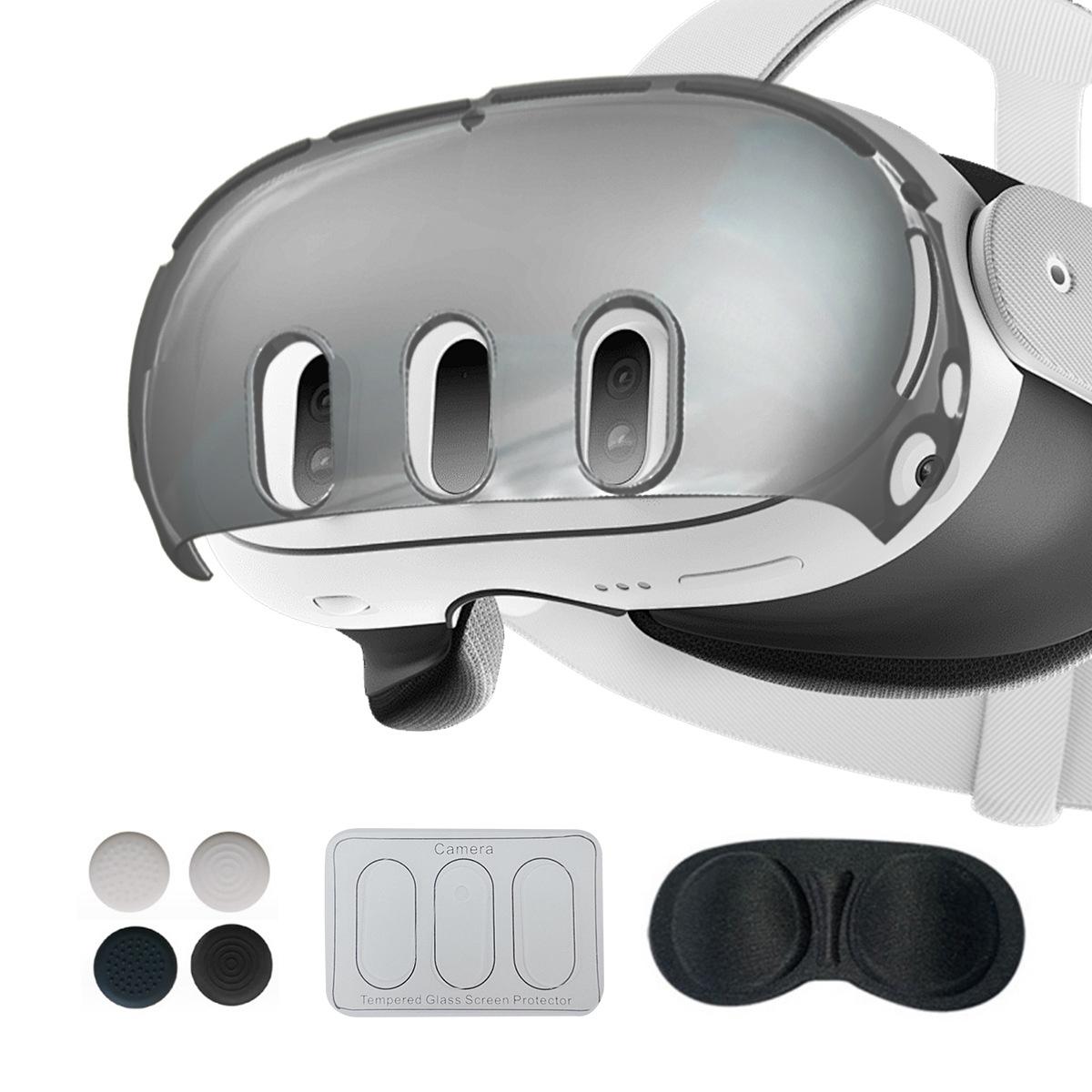 Glitter Protective Shell for Meta Quest 3 - 7 in 1 - 7 In 1 Ordinary Transparent Black