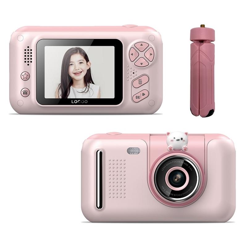 Reversible Hd Children's Camera with Bracket - 2.4 Inch Pink