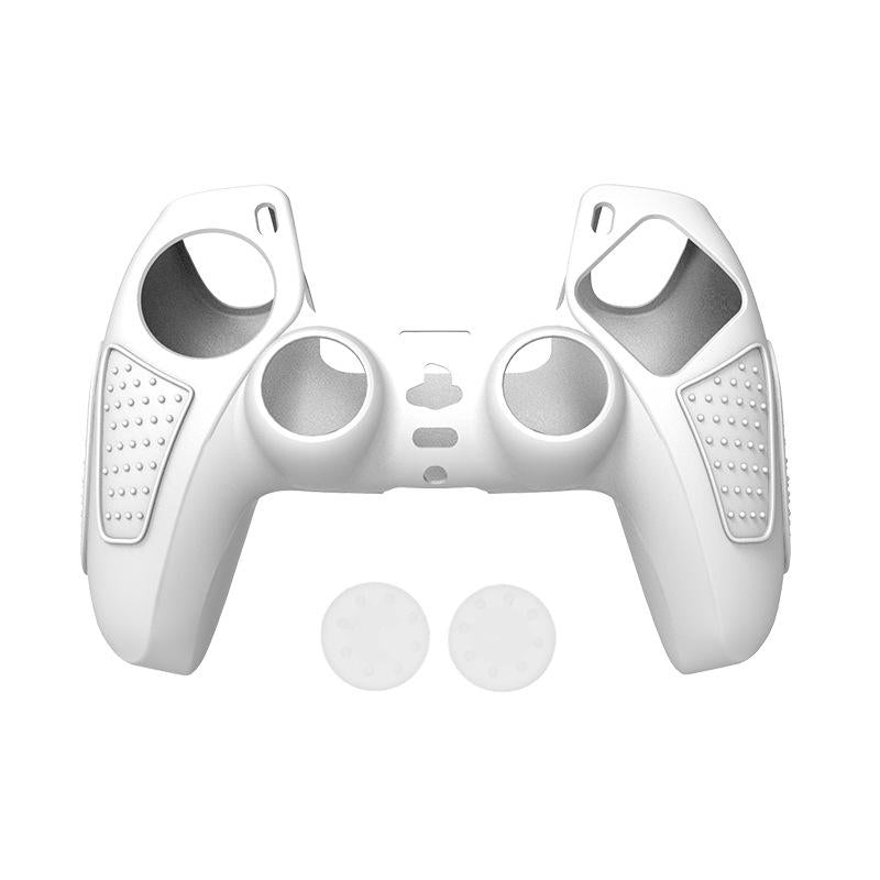 Black Silicone Protective Case for Ps5 Gamepad - Anti-skid Cover - White + 2 Hats
