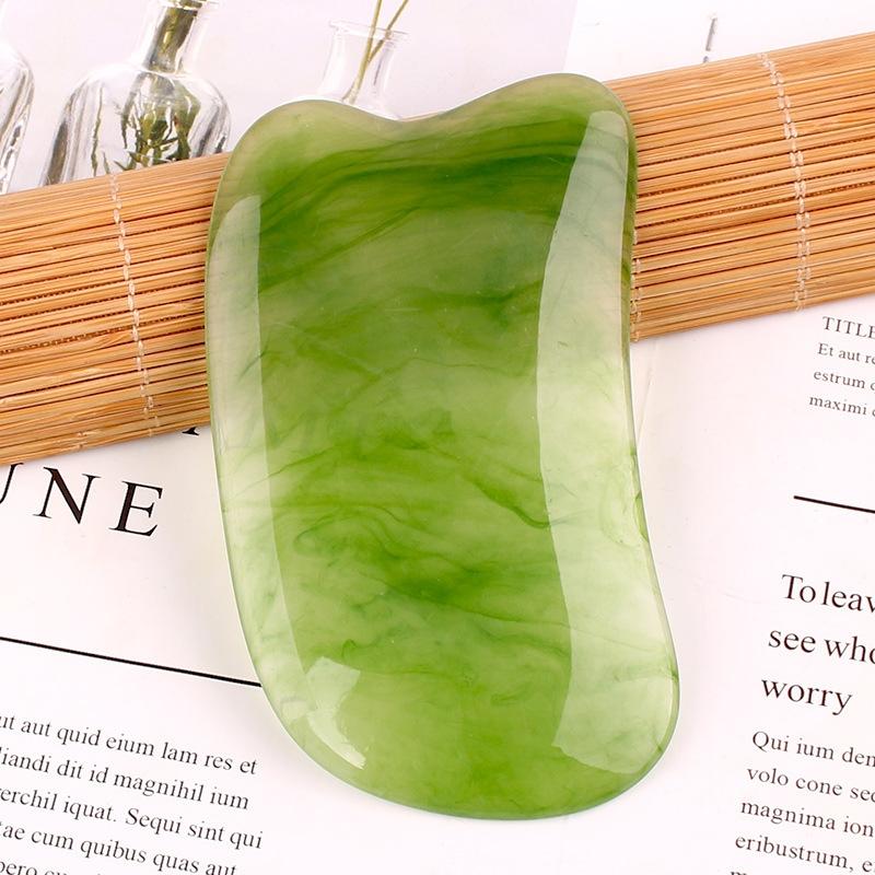 Facial Tendon Stick Resin Scraping Sheet For Massage And Beauty Salon Shave Board Acupuncture Pen Emerald Green Ingot Board