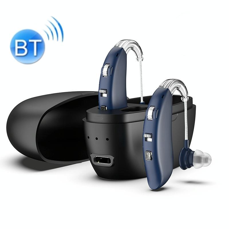 Rechargeable Hearing Aid Amplifier With Charging Pod Blue+Black