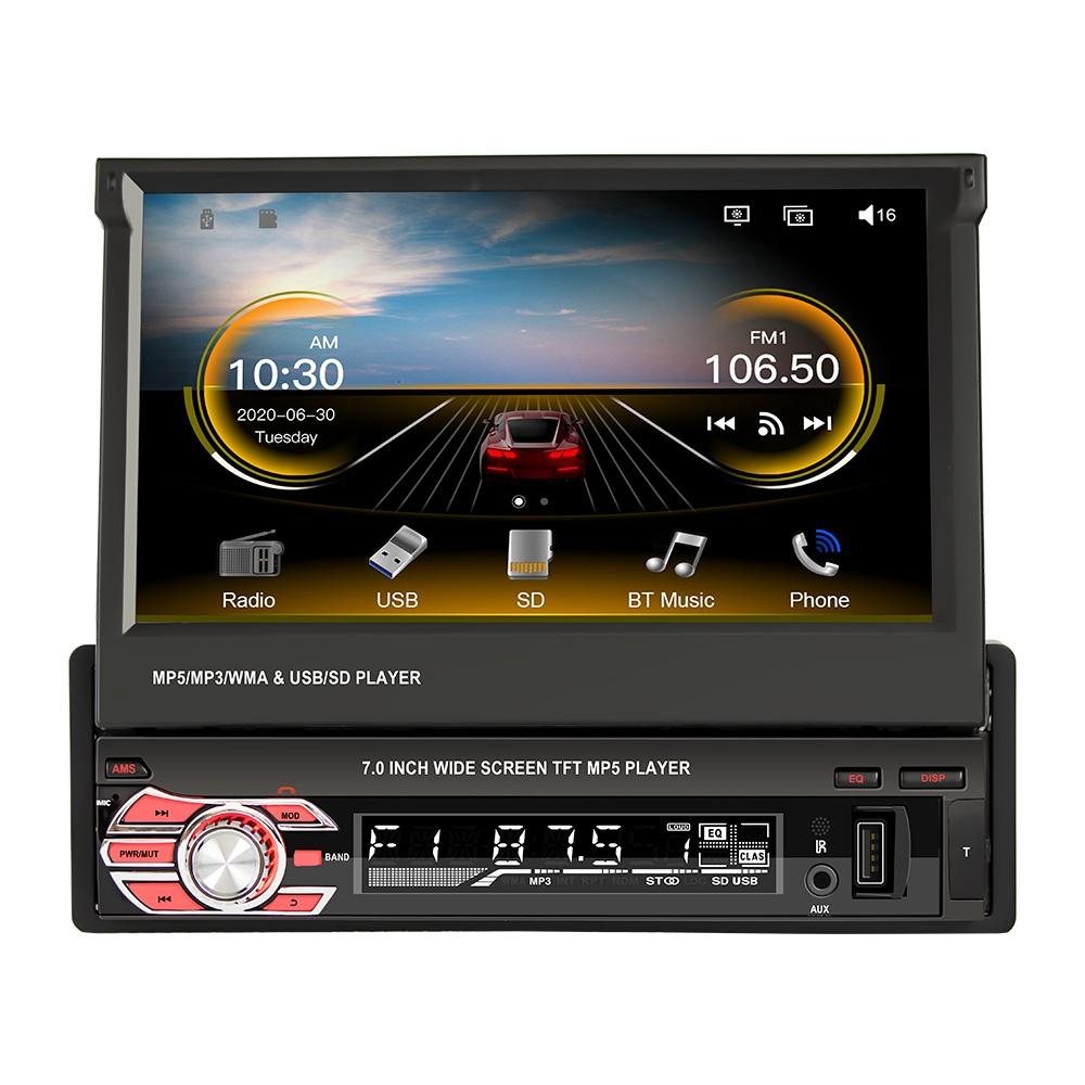 7 Inch Carplay Mp5 Player W / Retractable Screen Fm Bluetooth Tf Card - 9601C
