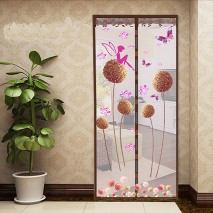 90x210cm Magnetic Summer Mosquito Screen Door Curtain - Coffee