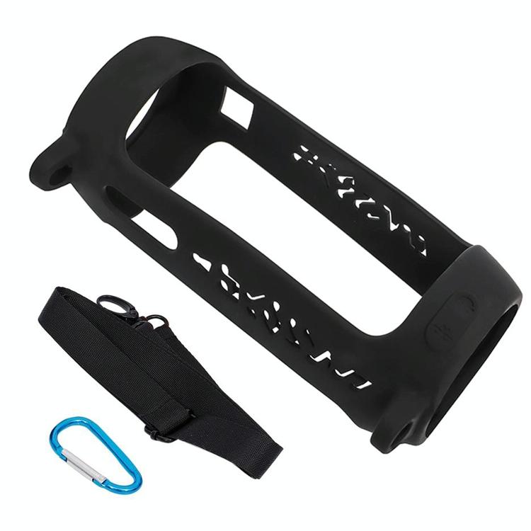 Shockproof Silicone Protective Case for Jbl Pulse4 with Carabiner & Lanyard - Black