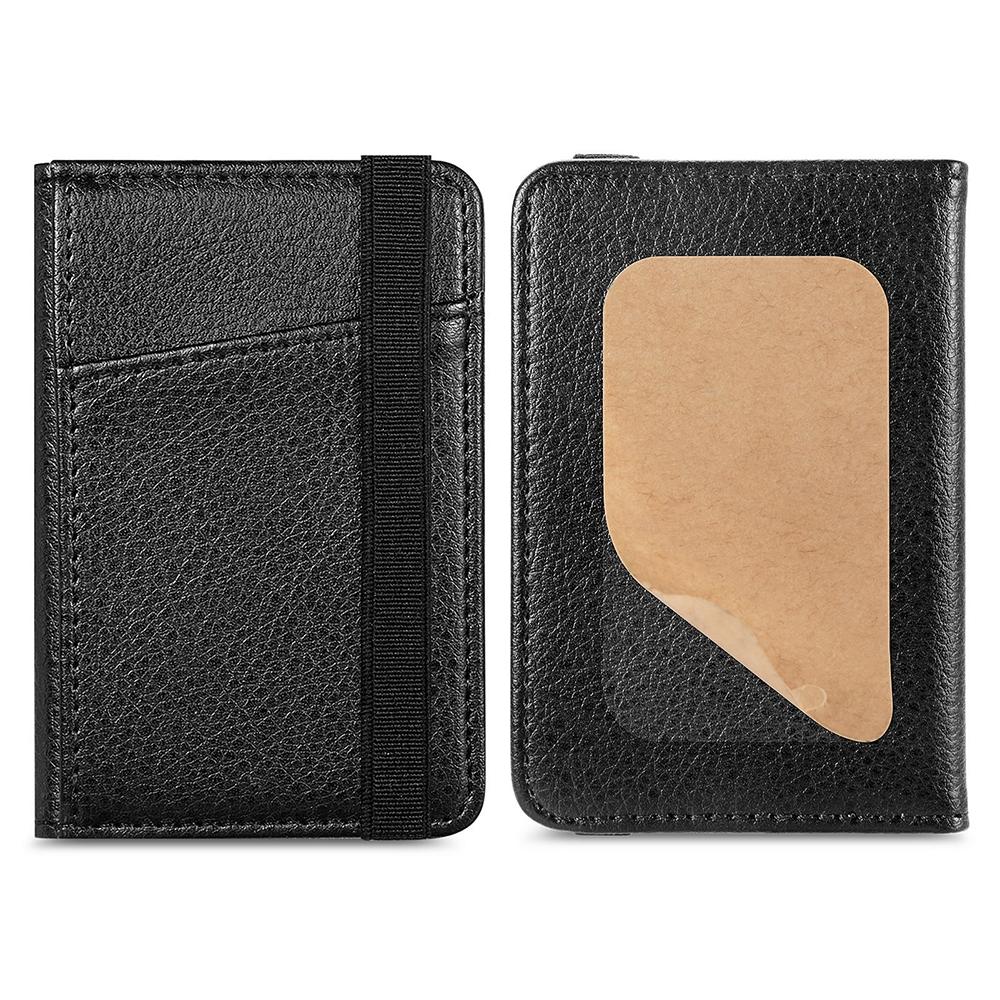 Pu Leather Phone Card Holder With Bracket Multifunctional - Black