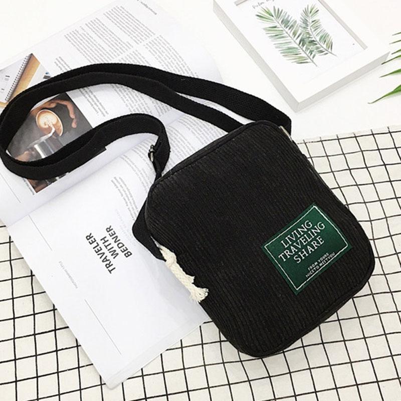 Striped Velvet Crossbody Bag Versatile & Simple - Black