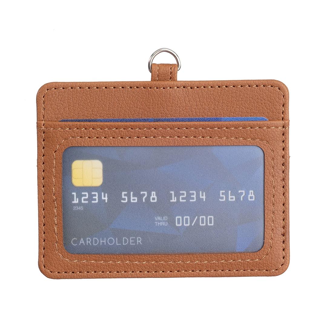 Horizontal Id Card Bag & Lanyard - Brown
