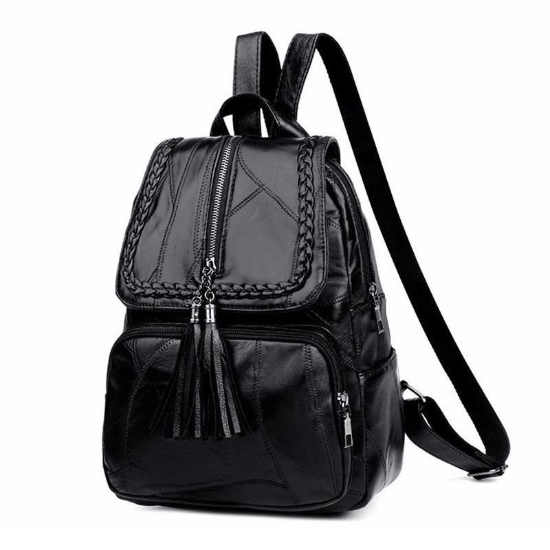 Simple Black Pu Leather Shoulder Bag For Women