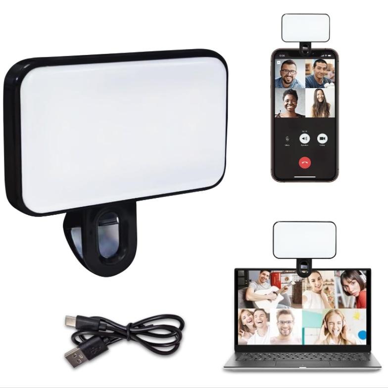 Rechargeable Selfie Light for Phone Laptop Tablet - Black
