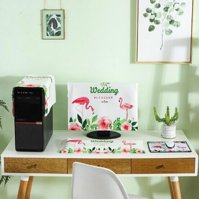 Universal 3-in-1 Desktop Pc Dust Cover - Fits 20-22 Inch - Flamingo