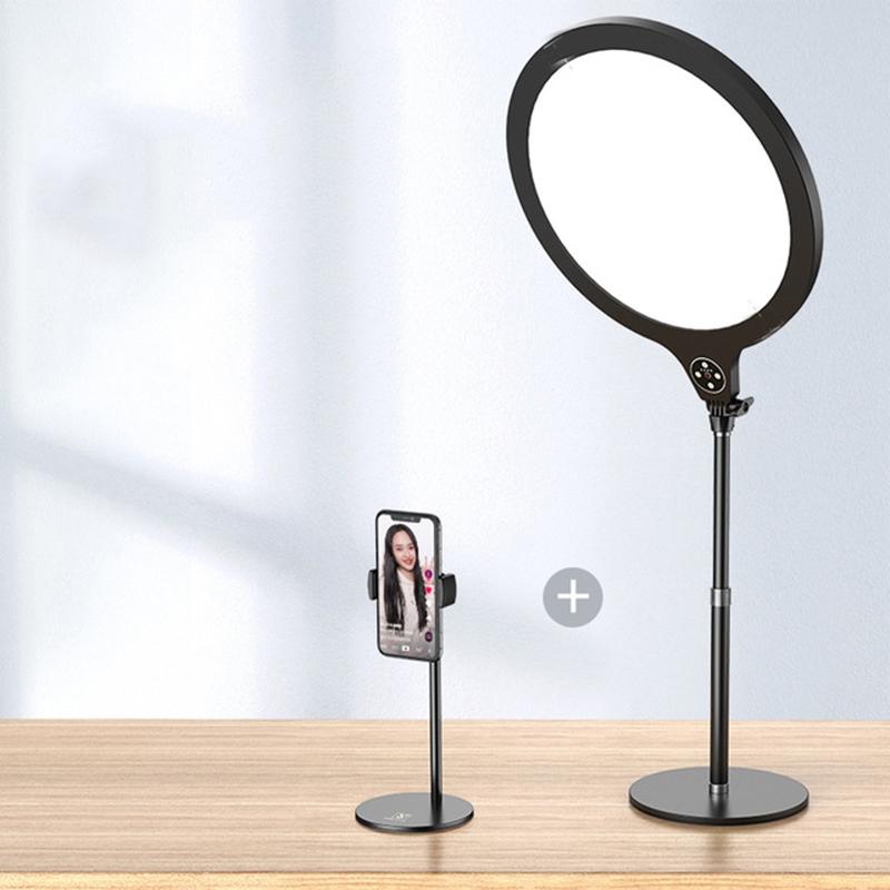 Large Desktop Beauty Fill Light Bracket for Live Broadcast and Photography - 14.2 Inch & 36cm - Black