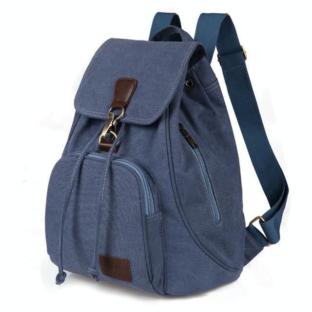 Women Canvas Laptop Backpack - Compact and Stylish - Blue