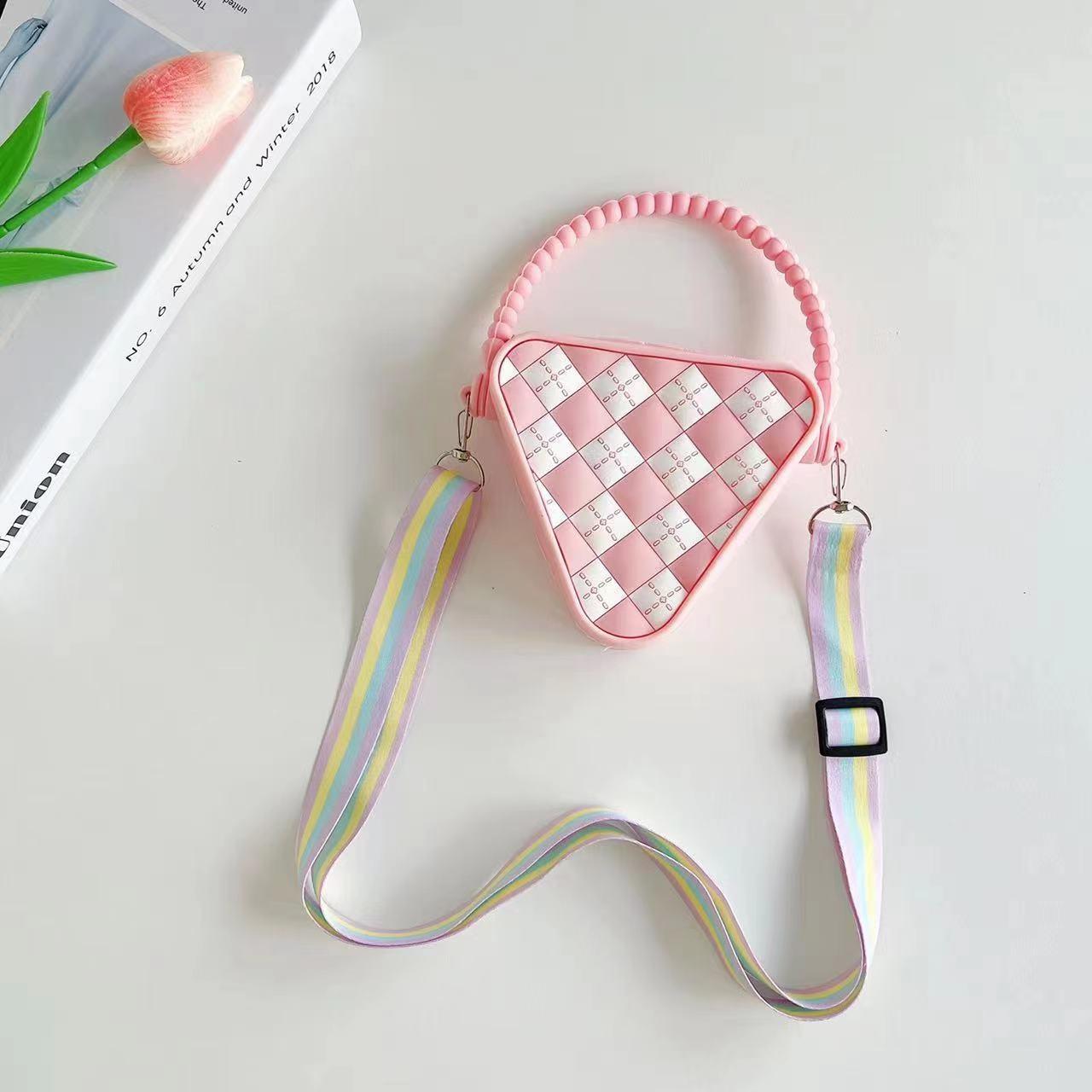 Mini Diamond Shaped Silicone Shoulder Bag - Pink