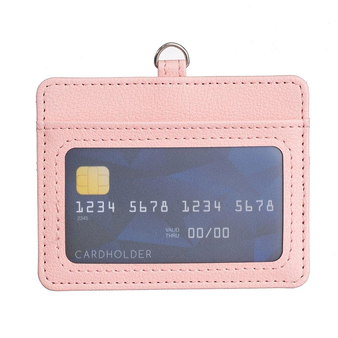 Horizontal Id Card Bag & Lanyard - Pink